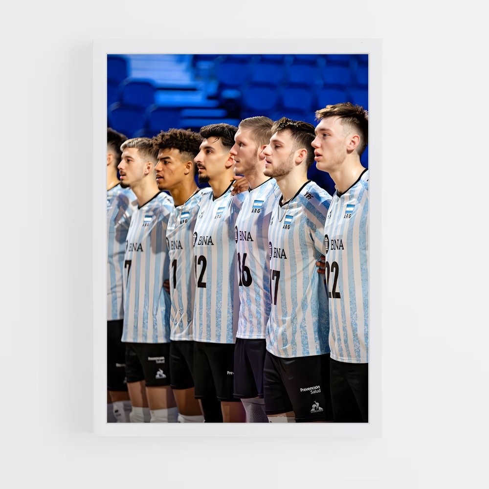 Poster Équipe d'Argentine en Action – affiche Volleyball (vue 3)